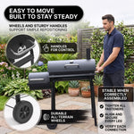 Portable Charcoal Grill with Smoking Function, Foldable Suitcase Design with Wheels, Multi-Tier Storage Rack & Waterproof Cover for Outdoor BBQ Parties - 5