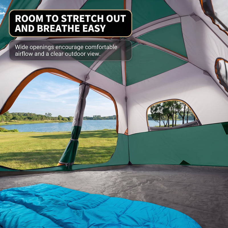 5–8 PERSON FAMILY DOME CAMPING TENT – WATERPROOF OUTDOOR TENT WITH RAINFLY & CARRY BAG - 5