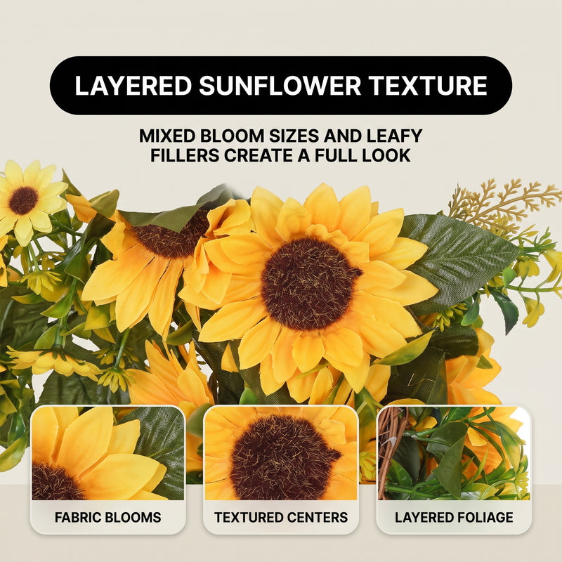 Sunflower Wreath for Front Door – Summer Floral Porch Décor - 5