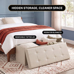 BENCH WITH STORAGE – FOLDING OTTOMAN WITH PADDED SEAT - 5