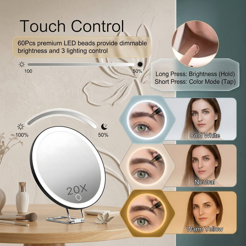 Lighted Magnifying Makeup Mirror – Rechargeable LED - 5