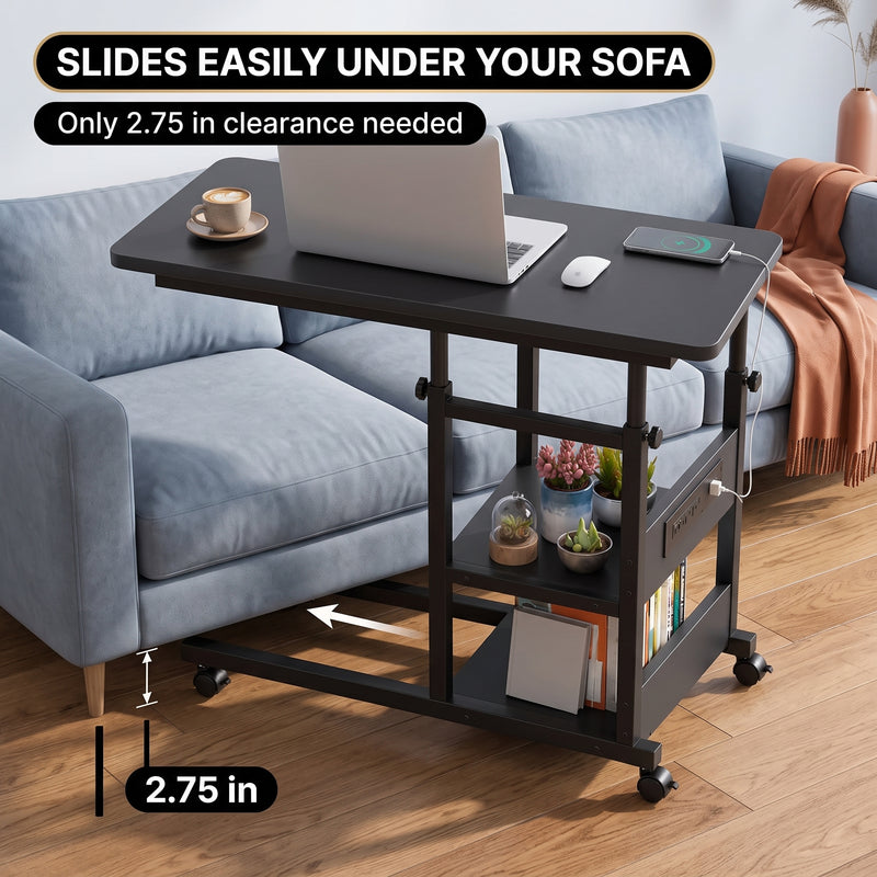 C-SHAPED END TABLE WITH CHARGING STATION – ADJUSTABLE HEIGHT - 5