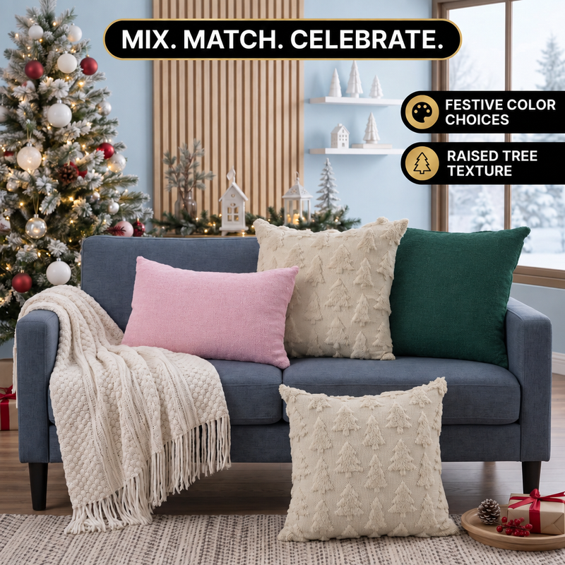 Christmas Pillow Covers 18x18 – Decorative Set of 2 - 5