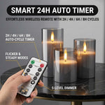 Flameless Candles with Remote & Timer – Glass Pillar Set of 3 - 5