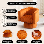 Channel Tufted Swivel Accent Chair – Velvet Barrel Chair - 5