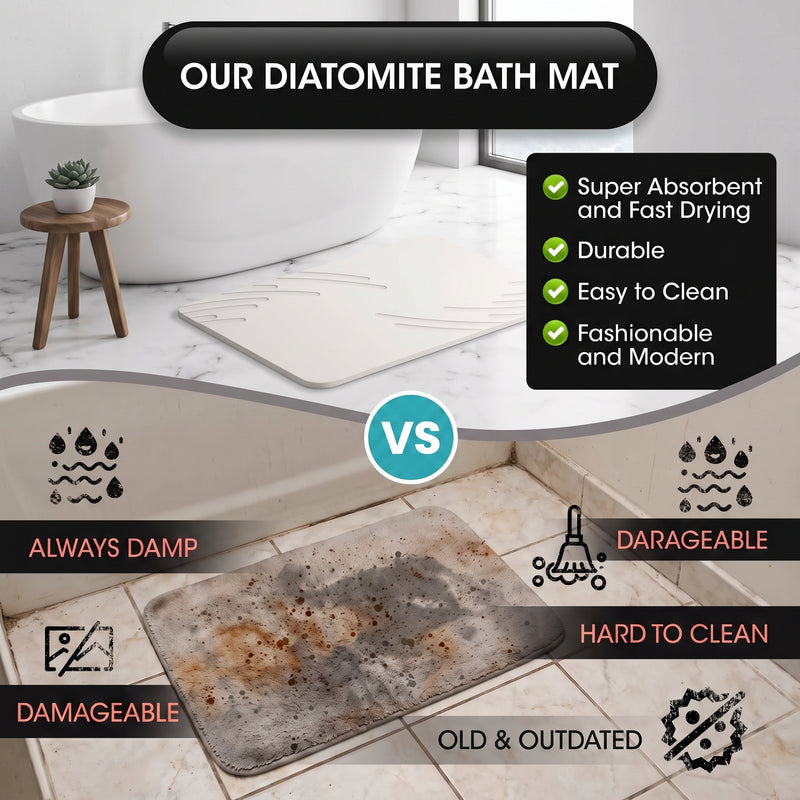 STONE BATH MAT – QUICK-DRY DIATOMACEOUS EARTH SHOWER MAT - 5