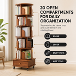 Rotating Bookshelf Tower – 360° Spinning Bookcase | 5 & 6-Tier, Solid Wood & MDF - 5
