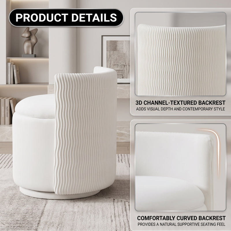 VANITY CHAIR WITH STORAGE – 360° SWIVEL VELVET SEAT - 5