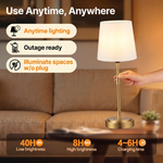 Cordless Rechargeable Table Lamp with Fabric Shade – Dimmable LED Desk Lamp - 5