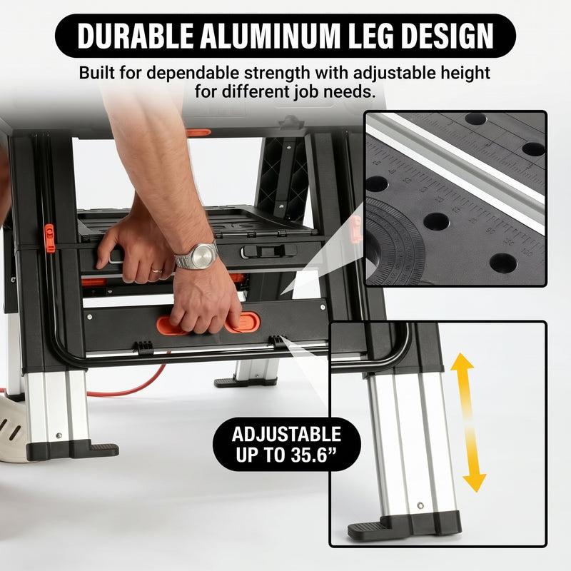 Portable Workbench & Folding Sawhorse – 2-in-1 Work Table - 5