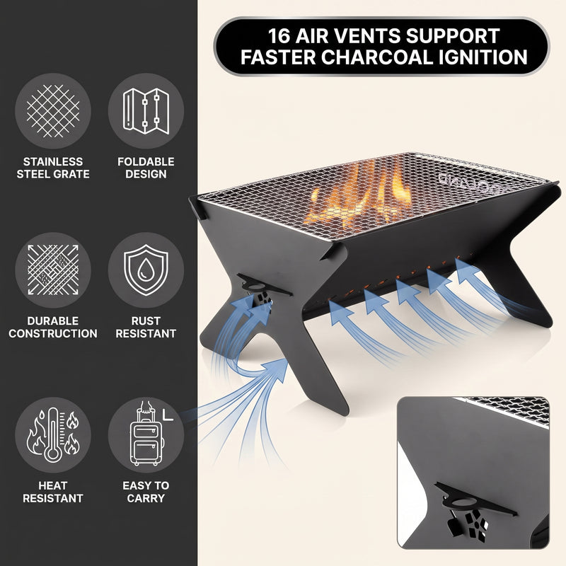 Portable Folding Charcoal Grill & Campfire Fire Pit - 5