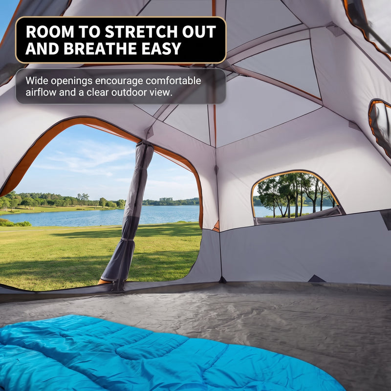 5–8 PERSON FAMILY DOME CAMPING TENT – WATERPROOF OUTDOOR TENT WITH RAINFLY & CARRY BAG - 5