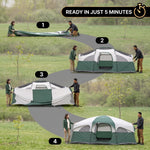 5–8 PERSON FAMILY DOME CAMPING TENT – WATERPROOF OUTDOOR TENT WITH RAINFLY & CARRY BAG - 5