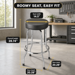 Swivel Bar Stool for Garage & Shop - Backless Counter Stool with Padded Seat, Workbench Stool for Workshop, Single Bar Stool with Chrome Legs - 5