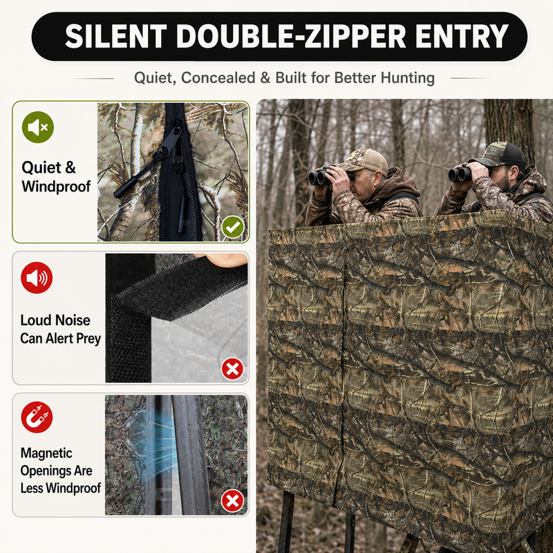 Hunting Tree Stand Blinds Cover 142" x 35" Extra Large Camouflage Universal Tree Stand Blinds Realistic Forest Camo Treestand Cover with Zipper for Deer Elk Hunting, Frames Not Included - 5