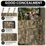 Hunting Tree Stand Blinds Cover 142" x 35" Extra Large Camouflage Universal Tree Stand Blinds Realistic Forest Camo Treestand Cover with Zipper for Deer Elk Hunting, Frames Not Included - 5