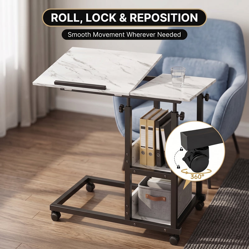 C-SHAPED END TABLE WITH CHARGING STATION – ADJUSTABLE HEIGHT - 5