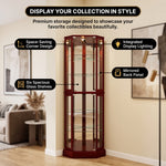 Lighted Corner Curio Cabinet – Wooden Display Cabinet with Glass Doors & Adjustable Shelves - 5