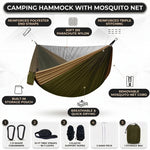 DOUBLE CAMPING HAMMOCK WITH REVERSIBLE BUG NET – 2 PERSON, 660 LB - 5