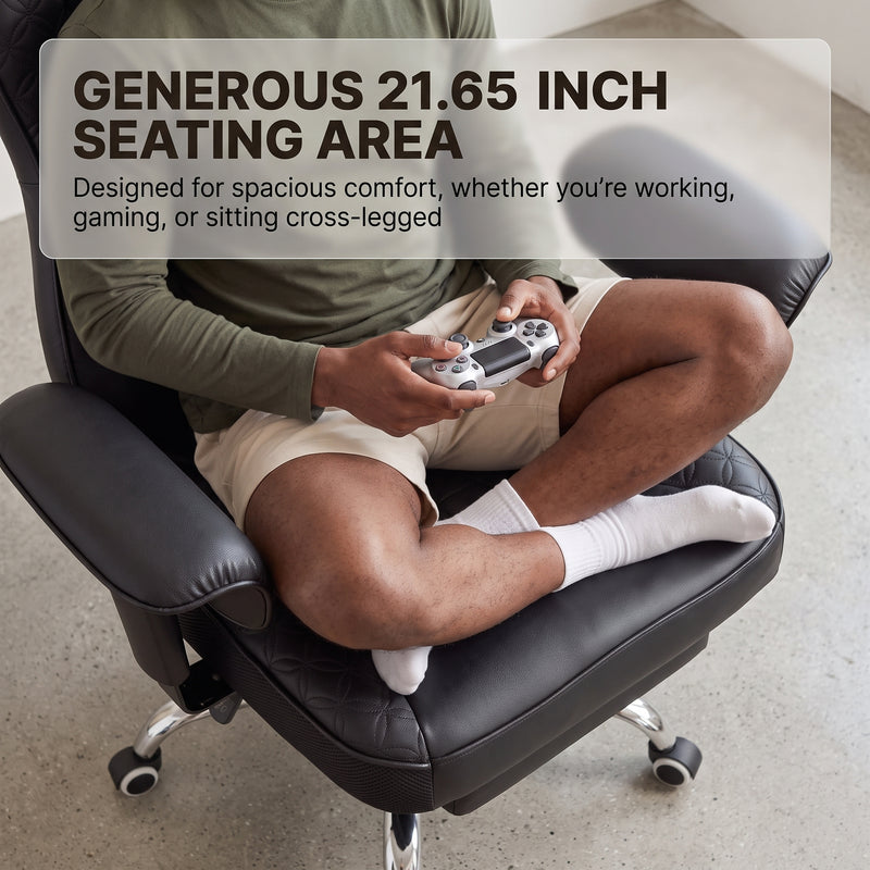 Big & Tall Office Chair with Footrest – Reclining Ergonomic Executive Chair, Wide Memory-Foam Seat, Adjustable Height - 5
