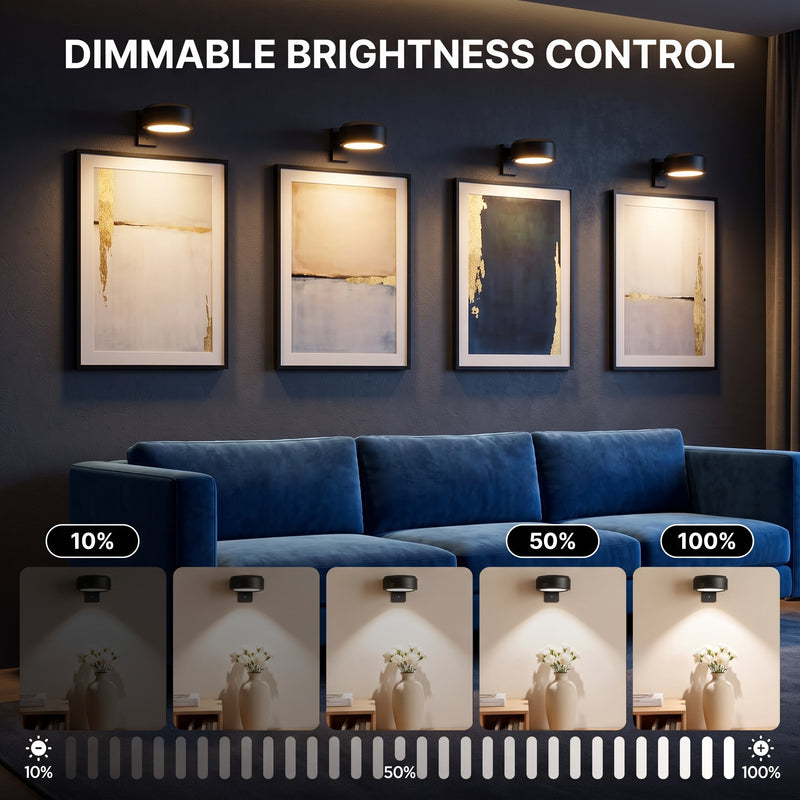 Picture Lights for Wall, Rechargeable Battery Operated LED Gallery Light Bar with Remote & Timer, Dimmable Wireless Wall Sconce for Paintings & Frames - 5