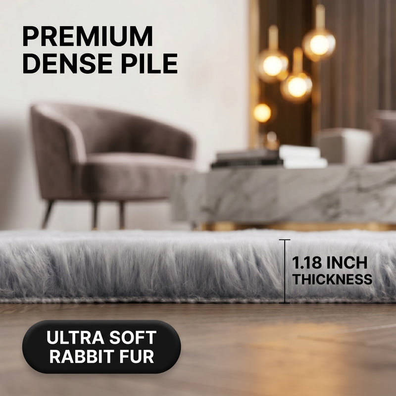 Faux Rabbit Fur Shaggy Rug – Ultra Soft & Machine Washable - 5