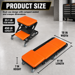 2-in-1 Convertible Z-Creeper Seat - Rolling Mechanic Creeper with Wheels, Under Dash Creeper & Garage Chair for Auto Repair, Low Profile Roller Seat - 5
