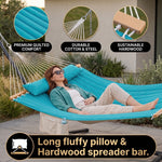 Outdoor Double Hammock with Stand for 2 – Heavy Duty Steel Frame, Pillow Included - 5