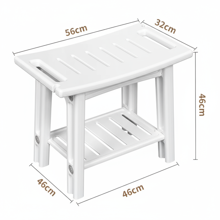 Waterproof Multipurpose Shower Bench Stool with Storage Shelf | Trufairs