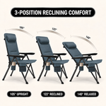 Reclining Camping Chair – 3-Position High-Back Folding Chair with Lumbar Support - 5