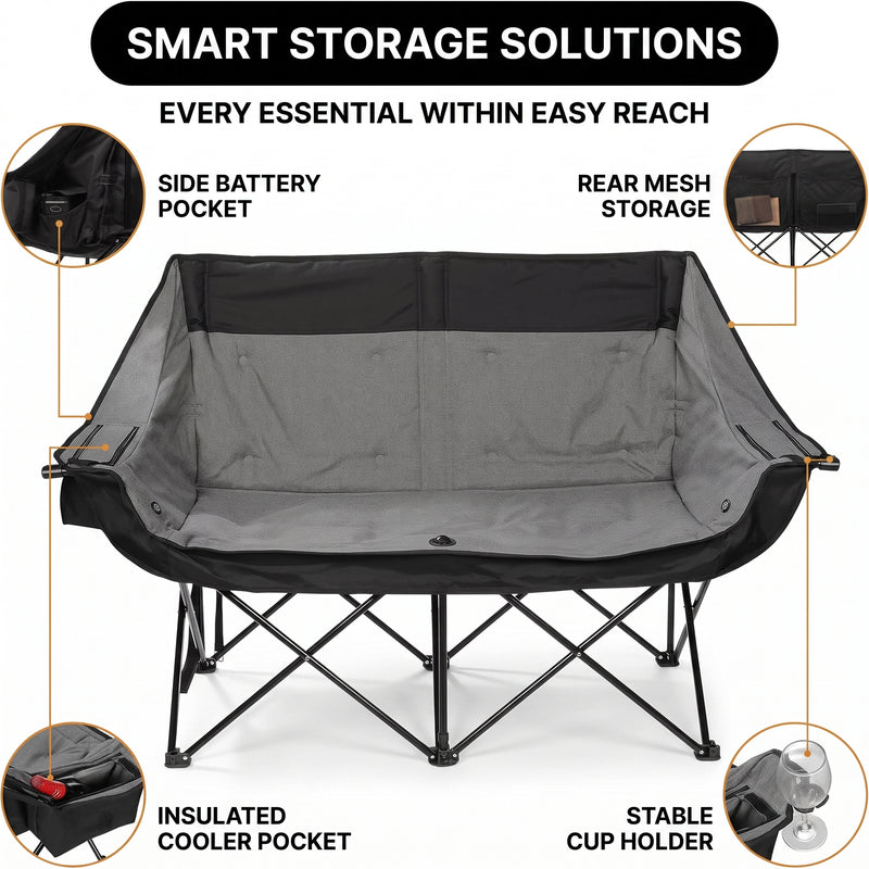 Heated Camping Chair for Adult Outdoor Activities - Portable Folding Heated Chair with 3 Adjustable Heat Levels, Heating Backrest Cushion Support 264LBS for Patio Camping (Battery Not Included) - 5