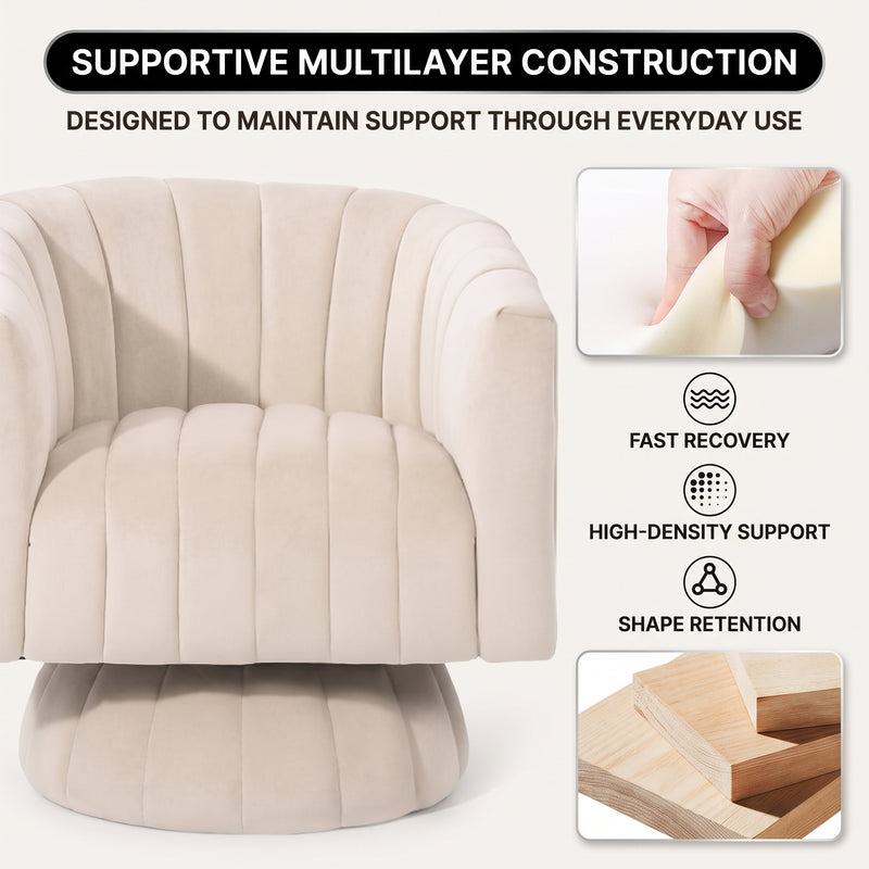 Swivel Accent Chair with Storage, 360 Degree Velvet Small Accent Chair, No Assembly Comfy Bedroom Chair for Living Room, Reading, Dressing Room - 5