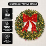 PRE-LIT CHRISTMAS WREATH – WARM LED DOOR DÉCOR - 5