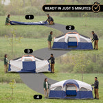 5–8 PERSON FAMILY DOME CAMPING TENT – WATERPROOF OUTDOOR TENT WITH RAINFLY & CARRY BAG - 5