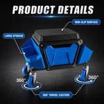 Mobile Mechanic Toolbox Seat with Drawers - Rolling Mechanic Stool with Sliding Tool Tray, Shop Stool with Wheels for Garage & Workshop, Auto Repair - 5