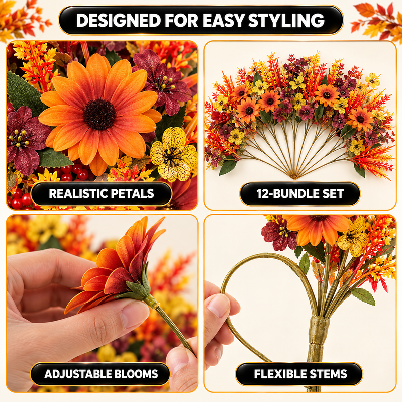 ARTIFICIAL FLOWERS FOR OUTDOORS – UV-RESISTANT FALL MIX - 5