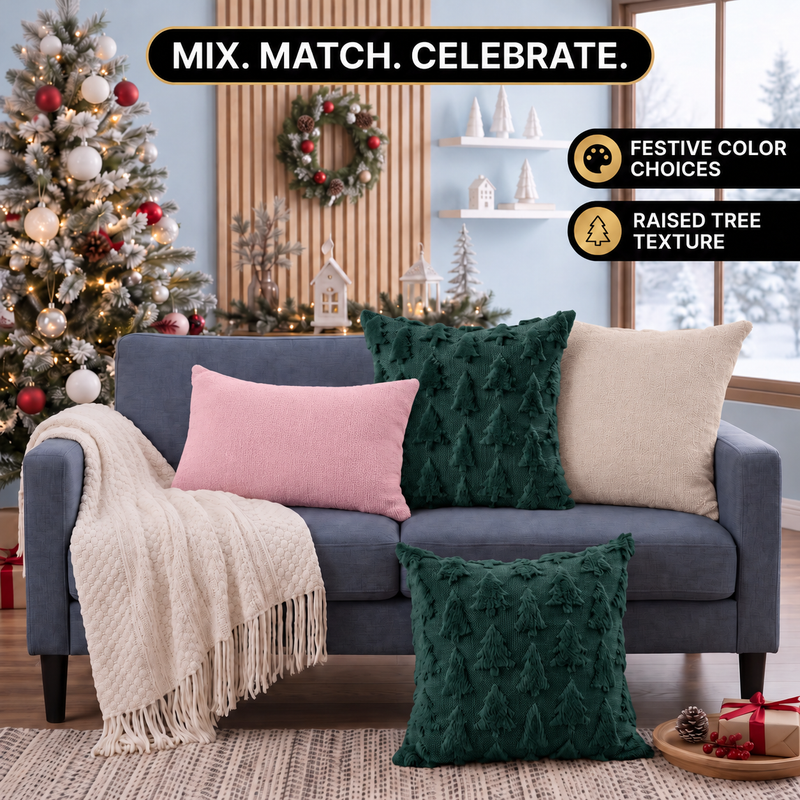 Christmas Pillow Covers 18x18 – Decorative Set of 2 - 5