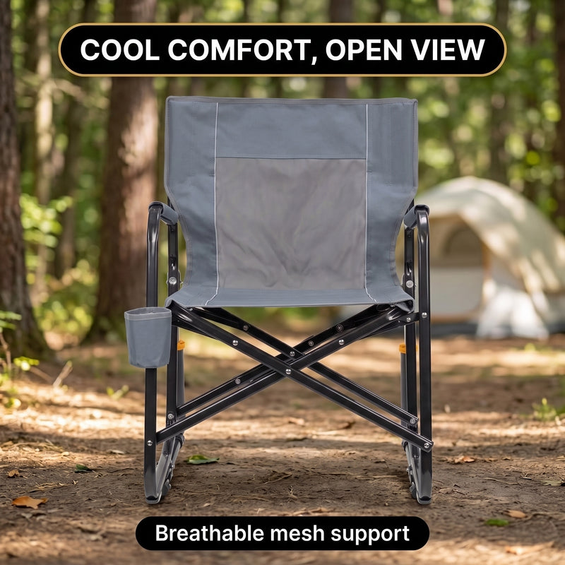 ROCKING CAMPING CHAIR – FOLD-FLAT CHAIR WITH CUP HOLDER - 5