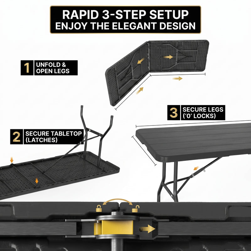 8 ft Heavy Duty Folding Table - 5