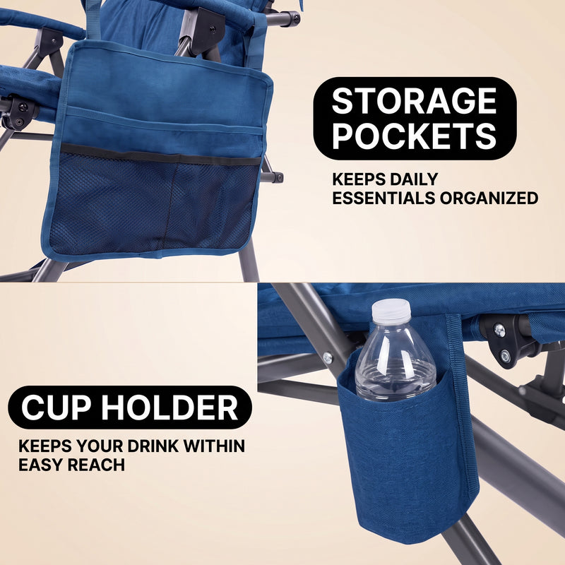 Oversized Folding Rocking Camping Chair with Padded Comfort & Portable Design - 5