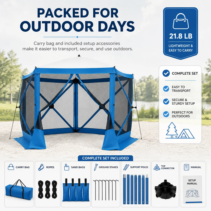 10x10 Pentagonal Pop-Up Gazebo – Screen Shelter with Optional Mesh Sidewalls | Portable Canopy for Backyard, Patio & Camping - 5