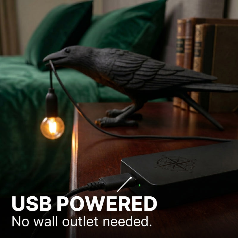 Gothic Raven Lamp – Dark Academia Table Light - 5