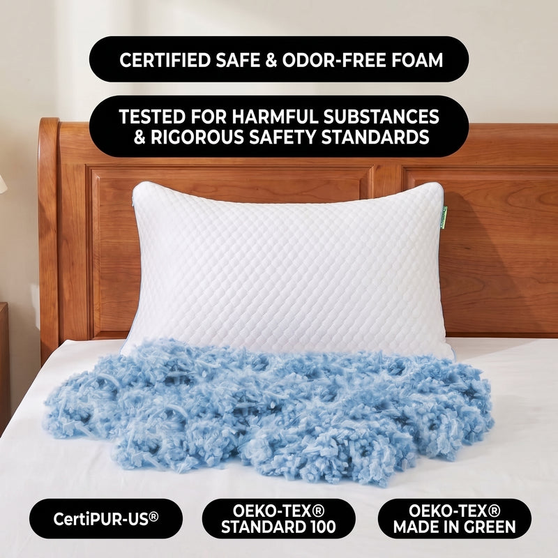 Gel Memory Foam Pillows, Set of 2 – Firm Quilted & Dual-Sided Cooling - 5