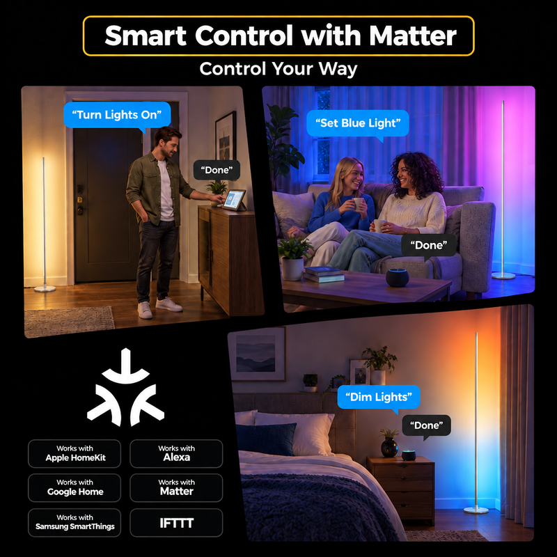FLOOR LAMP – SMART RGBIC CORNER LAMP WITH MUSIC SYNC - 5