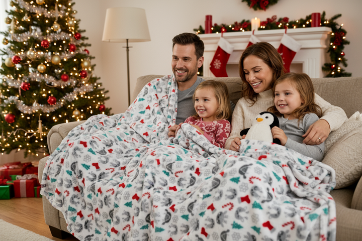 Kathy Ireland Christmas Flannel Fleece Plush Throw Blanket