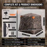 Silent Pop Up Hunting Blind with 270° See Through View – Waterproof Camo Ground Blind Tent for Turkey and Deer Hunting, 1-7 Person Capacity - 5