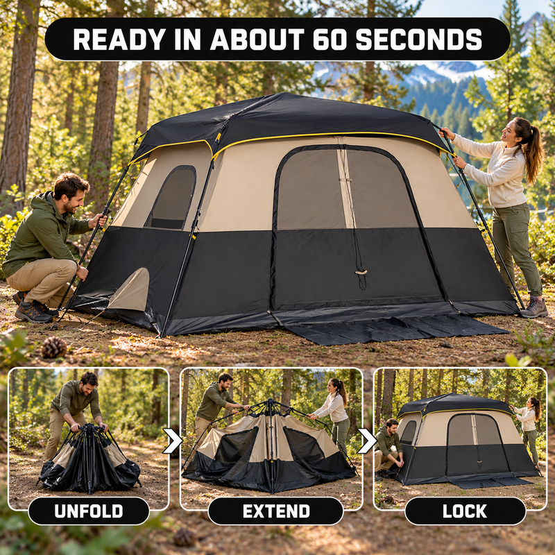 8-10 Person Instant Cabin Camping Tent with Room Divider & Rainfly - 5
