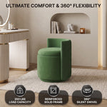 VANITY CHAIR WITH STORAGE – 360° SWIVEL VELVET SEAT - 5
