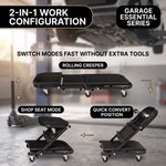 2-in-1 Convertible Z-Creeper Seat - Rolling Mechanic Creeper with Wheels, Under Dash Creeper & Garage Chair for Auto Repair, Low Profile Roller Seat - 5