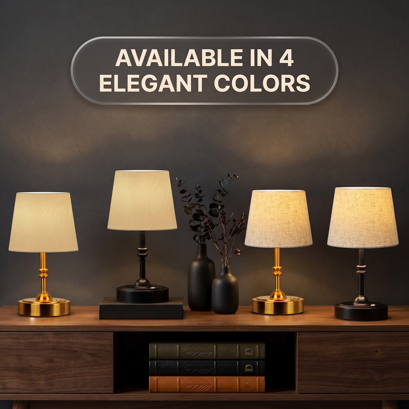 Cordless Rechargeable Table Lamp with Fabric Shade – Dimmable LED Desk Lamp - 5